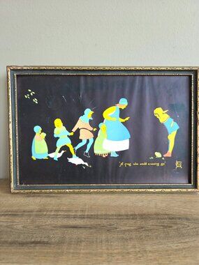 Vintage print ''A Frog Who Would A-Wooing Go'' by Jenny Oliver Dick AS IS